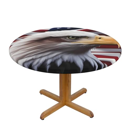 WZYWHJ Runde Tischdecke mit amerikanischem Weißkopfseeadler, wasserdicht, knitterfrei, für Esstisch, Dekoration, Tischdecke WZYWHJ Runde Tischdecke mit amerikanischem Weißkopfseeadler, wasserdicht, knitterfrei, für Esstisch, Dekoration, Tischdecke von WZYWHJ