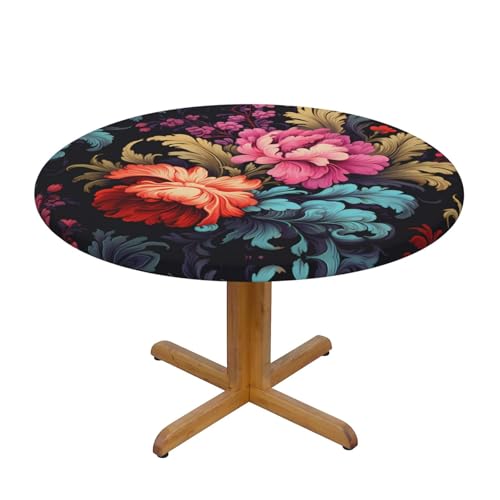 WZYWHJ Runde Tischdecke mit buntem Blumenmuster, wasserdicht, knitterfrei, für Esstischdekoration, Tischdecke WZYWHJ Runde Tischdecke mit buntem Blumenmuster, wasserdicht, knitterfrei, für Esstischdekoration, Tischdecke von WZYWHJ