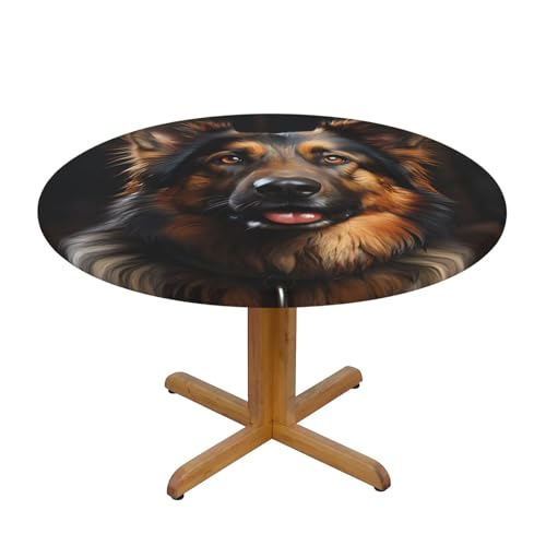 WZYWHJ Runde Tischdecke mit deutschem Schäferhund, wasserdicht, knitterfrei, für Esstischdekoration, Tischdecke WZYWHJ Runde Tischdecke mit deutschem Schäferhund, wasserdicht, knitterfrei, für Esstischdekoration, Tischdecke von WZYWHJ