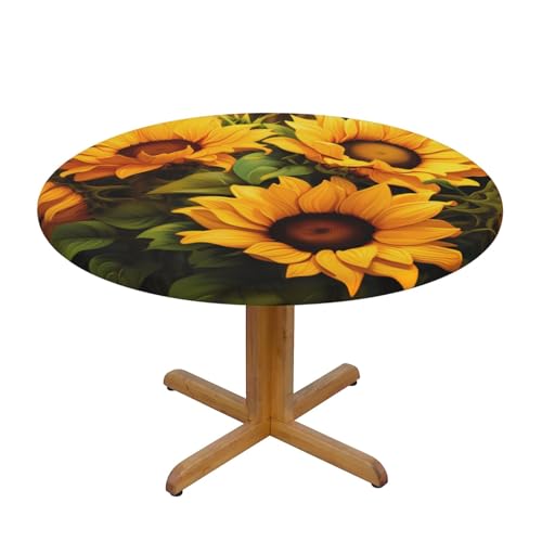 WZYWHJ Runde Tischdecke mit gelben Sonnenblumen, wasserdicht, knitterfrei, für Esstisch, Dekoration, Tischdecke WZYWHJ Runde Tischdecke mit gelben Sonnenblumen, wasserdicht, knitterfrei, für Esstisch, Dekoration, Tischdecke von WZYWHJ