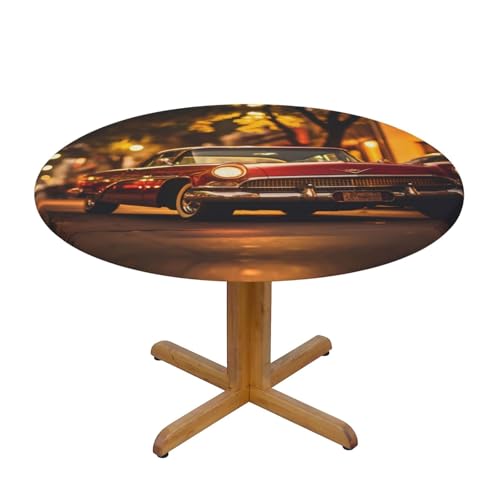 WZYWHJ Runde Tischdecke mit klassischem Vintage-Auto-Bild, wasserdicht, knitterfrei, für Esstischdekoration, Tischdecke WZYWHJ Runde Tischdecke mit klassischem Vintage-Auto-Bild, wasserdicht, knitterfrei, für Esstischdekoration, Tischdecke von WZYWHJ