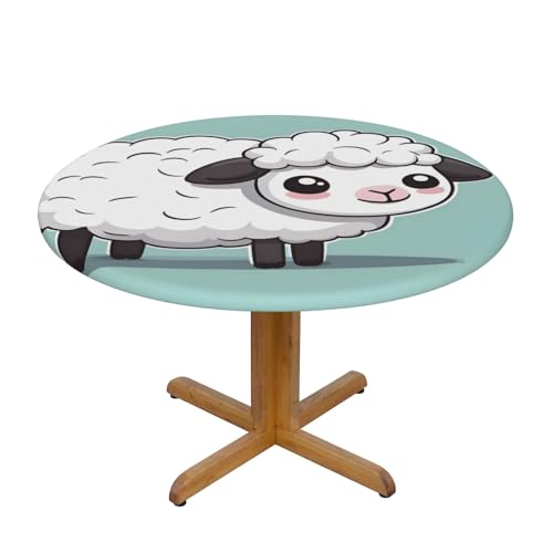 WZYWHJ Runde Tischdecke mit niedlichem Cartoon-Schaf-Druck, wasserdicht, knitterfrei, für Esstischdekoration, Tischdecke WZYWHJ Runde Tischdecke mit niedlichem Cartoon-Schaf-Druck, wasserdicht, knitterfrei, für Esstischdekoration, Tischdecke von WZYWHJ