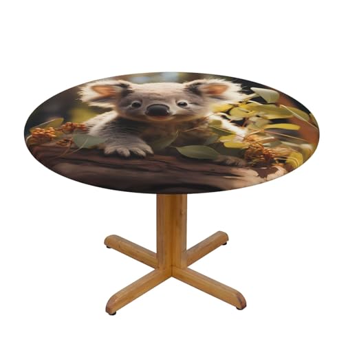 WZYWHJ Runde Tischdecke mit niedlichem Koala-Pflanzendruck, wasserdicht, knitterfrei, für Esstischdekoration, Tischdecke WZYWHJ Runde Tischdecke mit niedlichem Koala-Pflanzendruck, wasserdicht, knitterfrei, für Esstischdekoration, Tischdecke von WZYWHJ