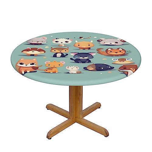 WZYWHJ Runde Tischdecke mit niedlichen kleinen Tiermotiven, wasserdicht, knitterfrei, für Esstischdekoration, Tischdecke WZYWHJ Runde Tischdecke mit niedlichen kleinen Tiermotiven, wasserdicht, knitterfrei, für Esstischdekoration, Tischdecke von WZYWHJ