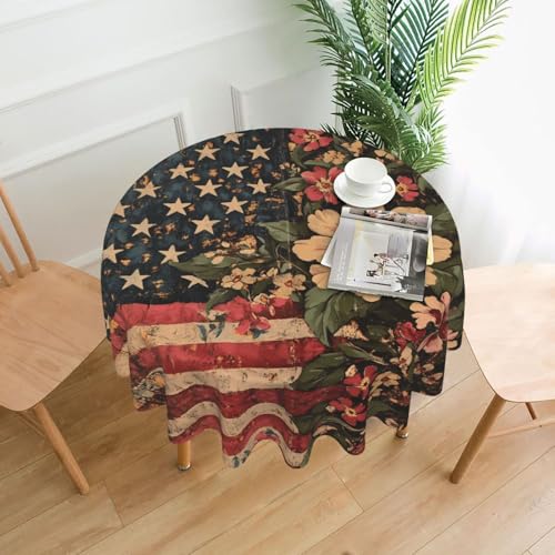 WZYWHJ Runde dekorative Tischdecke im Retro-Stil, 152,4 cm, kann gewaschen und wiederverwendet werden, für einen runden Esstisch WZYWHJ Runde dekorative Tischdecke im Retro-Stil, 152,4 cm, kann gewaschen und wiederverwendet werden, für einen runden Esstisch von WZYWHJ