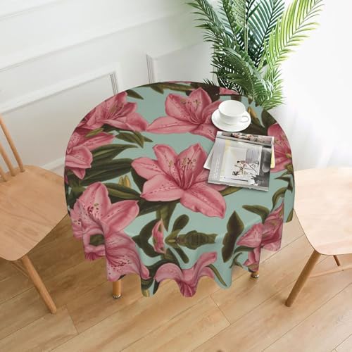 WZYWHJ Runde dekorative Tischdecke mit Azaleenmuster, 152,4 cm, kann gewaschen und wiederverwendet werden für einen runden Esstisch WZYWHJ Runde dekorative Tischdecke mit Azaleenmuster, 152,4 cm, kann gewaschen und wiederverwendet werden für einen runden Esstisch von WZYWHJ