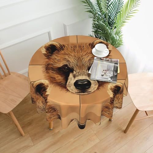 WZYWHJ Runde dekorative Tischdecke mit Bärenmuster, 152,4 cm, kann gewaschen und wiederverwendet werden, für runden Esstisch WZYWHJ Runde dekorative Tischdecke mit Bärenmuster, 152,4 cm, kann gewaschen und wiederverwendet werden, für runden Esstisch von WZYWHJ