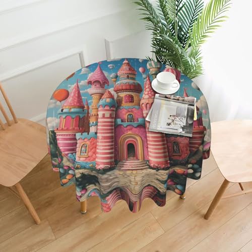 WZYWHJ Runde dekorative Tischdecke mit Ballon-Schloss-Muster, 152,4 cm, kann gewaschen und wiederverwendet werden, für runden Esstisch WZYWHJ Runde dekorative Tischdecke mit Ballon-Schloss-Muster, 152,4 cm, kann gewaschen und wiederverwendet werden, für runden Esstisch von WZYWHJ