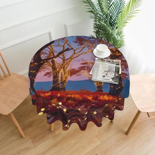 WZYWHJ Runde dekorative Tischdecke mit Herbst-Ahornbaum-Muster, 152,4 cm, kann gewaschen und wiederverwendet werden für einen runden Esstisch von WZYWHJ