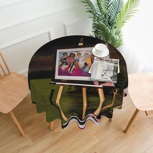 WZYWHJ Runde dekorative Tischdecke mit Kunstmalerei-Muster, 152,4 cm, kann gewaschen und wiederverwendet werden, für einen runden Esstisch von WZYWHJ