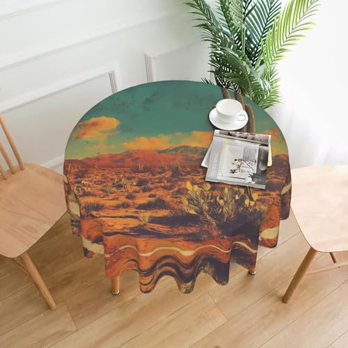 WZYWHJ Runde dekorative Tischdecke mit Vintage-Stempel-Muster, 152,4 cm, kann gewaschen und wiederverwendet werden, für runden Esstisch WZYWHJ Runde dekorative Tischdecke mit Vintage-Stempel-Muster, 152,4 cm, kann gewaschen und wiederverwendet werden, für runden Esstisch von WZYWHJ