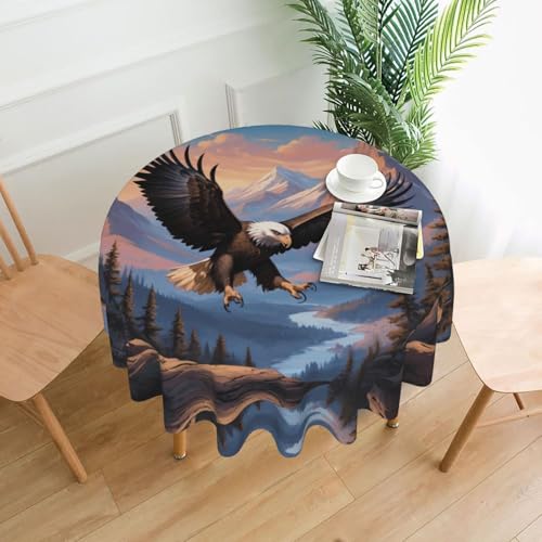 WZYWHJ Runde dekorative Tischdecke mit aufsteigendem Adlermuster, 152,4 cm, kann gewaschen und wiederverwendet werden für einen runden Esstisch WZYWHJ Runde dekorative Tischdecke mit aufsteigendem Adlermuster, 152,4 cm, kann gewaschen und wiederverwendet werden für einen runden Esstisch von WZYWHJ