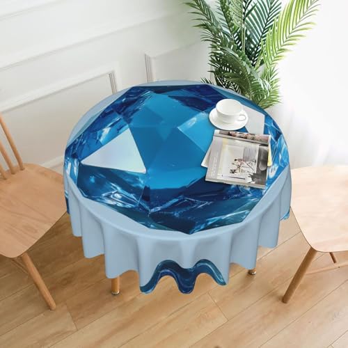 WZYWHJ Runde dekorative Tischdecke mit blauem Kristallmuster, 152,4 cm, kann gewaschen und wiederverwendet werden für einen runden Esstisch WZYWHJ Runde dekorative Tischdecke mit blauem Kristallmuster, 152,4 cm, kann gewaschen und wiederverwendet werden für einen runden Esstisch von WZYWHJ