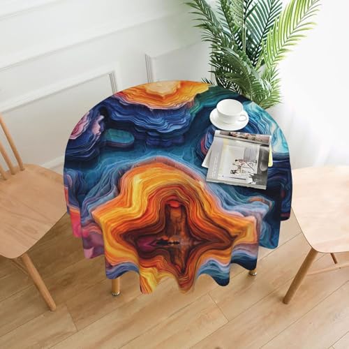 WZYWHJ Runde dekorative Tischdecke mit fließenden Farben, 152,4 cm, kann gewaschen und wiederverwendet werden, für einen runden Esstisch WZYWHJ Runde dekorative Tischdecke mit fließenden Farben, 152,4 cm, kann gewaschen und wiederverwendet werden, für einen runden Esstisch von WZYWHJ