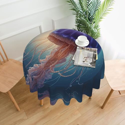 WZYWHJ Runde dekorative Tischdecke mit schönem Quallenmuster, 152,4 cm, kann gewaschen und wiederverwendet werden, für runden Esstisch WZYWHJ Runde dekorative Tischdecke mit schönem Quallenmuster, 152,4 cm, kann gewaschen und wiederverwendet werden, für runden Esstisch von WZYWHJ