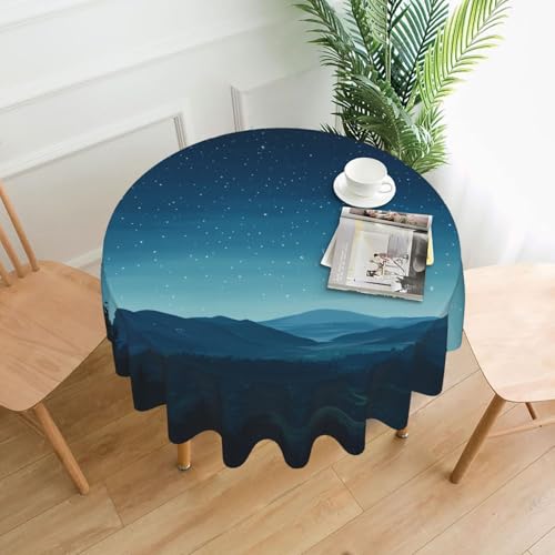 WZYWHJ Runde lange Tischdecke, Motiv: Bergsternenhimmel, Anti-Überlauf und knitterfrei, Esstischdecke, 152,4 cm WZYWHJ Runde lange Tischdecke, Motiv: Bergsternenhimmel, Anti-Überlauf und knitterfrei, Esstischdecke, 152,4 cm von WZYWHJ