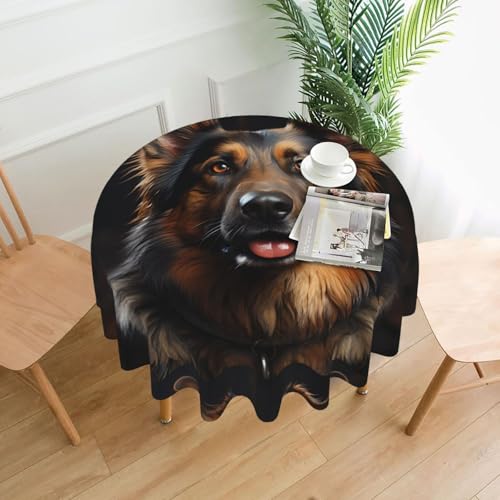WZYWHJ Runde lange Tischdecke, Motiv: Deutscher Schäferhund, Anti-Überlauf und knitterfrei, Esstischdecke, 152,4 cm WZYWHJ Runde lange Tischdecke, Motiv: Deutscher Schäferhund, Anti-Überlauf und knitterfrei, Esstischdecke, 152,4 cm von WZYWHJ