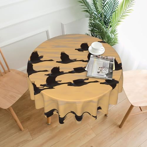 WZYWHJ Runde lange Tischdecke, Motiv: Herbstgänse fliegender Süden, Anti-Überlauf und knitterfrei, Esstischdecke, 152,4 cm WZYWHJ Runde lange Tischdecke, Motiv: Herbstgänse fliegender Süden, Anti-Überlauf und knitterfrei, Esstischdecke, 152,4 cm von WZYWHJ