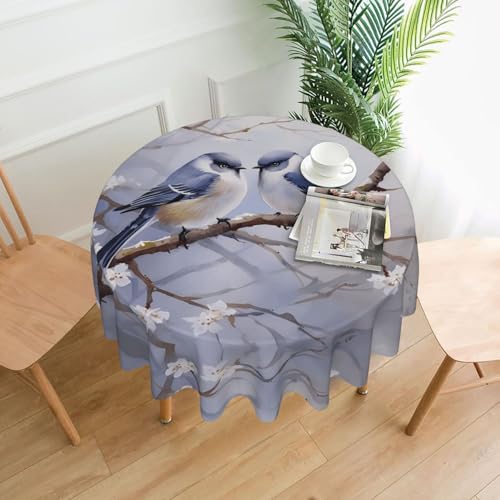 WZYWHJ Runde lange Tischdecke, Motiv: Vogel gegenüberstehend, knitterfrei, 152,4 cm WZYWHJ Runde lange Tischdecke, Motiv: Vogel gegenüberstehend, knitterfrei, 152,4 cm von WZYWHJ