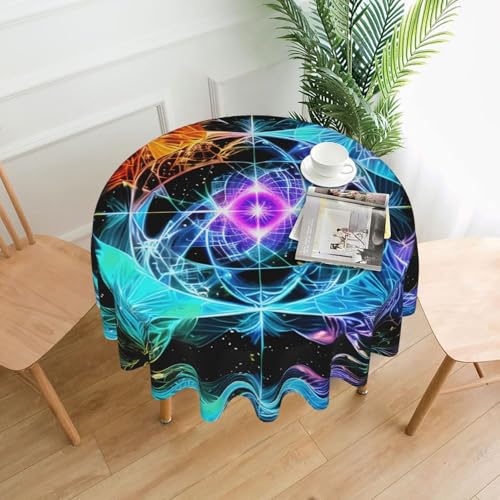 WZYWHJ Runde lange Tischdecke, achtdimensionaler Raumdruck, Anti-Überlauf und knitterfrei, Esstischdecke, 152,4 cm WZYWHJ Runde lange Tischdecke, achtdimensionaler Raumdruck, Anti-Überlauf und knitterfrei, Esstischdecke, 152,4 cm von WZYWHJ