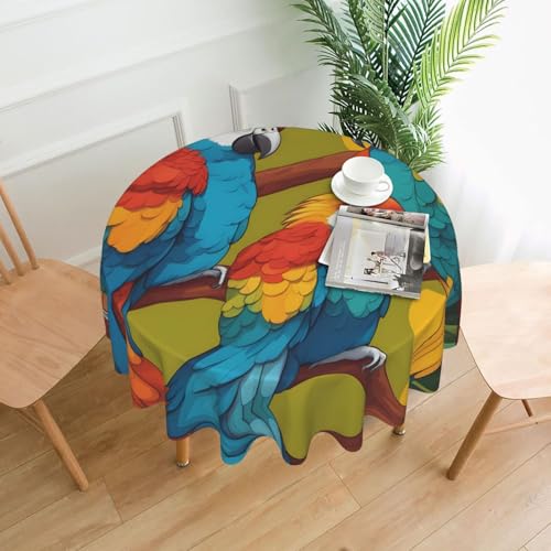 WZYWHJ Runde lange Tischdecke, zweifarbig, Papageien-Druck, Anti-Überlauf, knitterfrei, Esstischdecke, 152,4 cm WZYWHJ Runde lange Tischdecke, zweifarbig, Papageien-Druck, Anti-Überlauf, knitterfrei, Esstischdecke, 152,4 cm von WZYWHJ