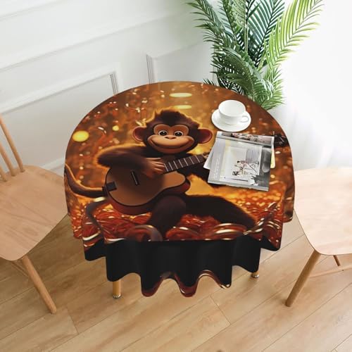 WZYWHJ Runde lange Tischdecke mit Affenmusik-Druck, Anti-Überlauf und knitterfrei, Esstischdecke, 152,4 cm WZYWHJ Runde lange Tischdecke mit Affenmusik-Druck, Anti-Überlauf und knitterfrei, Esstischdecke, 152,4 cm von WZYWHJ