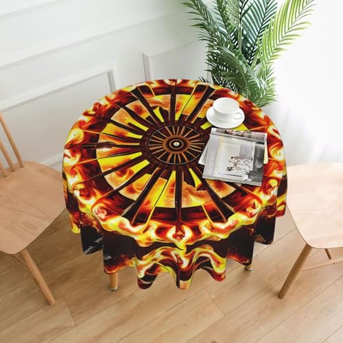 WZYWHJ Runde lange Tischdecke mit Aufdruck "Turn the Flame" gegen Überlaufen und Knittern, Esstischdecke, 152,4 cm WZYWHJ Runde lange Tischdecke mit Aufdruck "Turn the Flame" gegen Überlaufen und Knittern, Esstischdecke, 152,4 cm von WZYWHJ