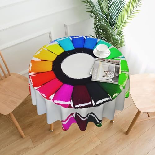 WZYWHJ Runde lange Tischdecke mit Buntstiften, knitterfrei, 152,4 cm WZYWHJ Runde lange Tischdecke mit Buntstiften, knitterfrei, 152,4 cm von WZYWHJ