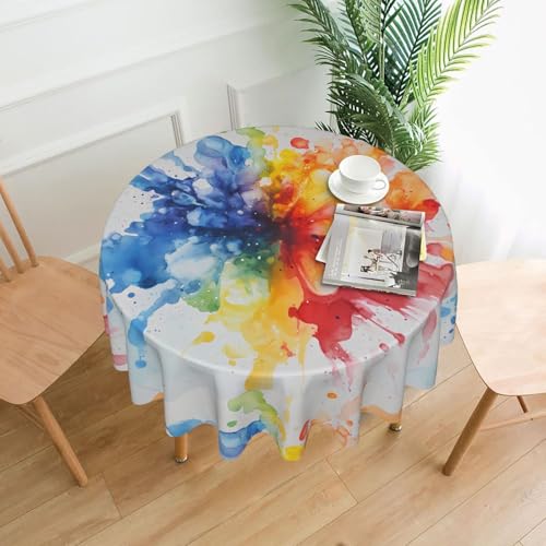 WZYWHJ Runde lange Tischdecke mit Explosionsdruck, Anti-Überlauf und knitterfrei, Esstischdecke, 152,4 cm WZYWHJ Runde lange Tischdecke mit Explosionsdruck, Anti-Überlauf und knitterfrei, Esstischdecke, 152,4 cm von WZYWHJ