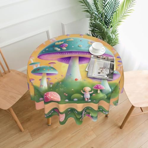 WZYWHJ Runde lange Tischdecke mit Fantasie-Pilz-Druck, Anti-Überlauf und knitterfrei, Esstischdecke, 152,4 cm WZYWHJ Runde lange Tischdecke mit Fantasie-Pilz-Druck, Anti-Überlauf und knitterfrei, Esstischdecke, 152,4 cm von WZYWHJ