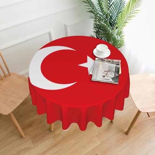WZYWHJ Runde lange Tischdecke mit Flagge der Türkei, Anti-Überlauf und knitterfrei, Esstischdecke, 152,4 cm WZYWHJ Runde lange Tischdecke mit Flagge der Türkei, Anti-Überlauf und knitterfrei, Esstischdecke, 152,4 cm von WZYWHJ