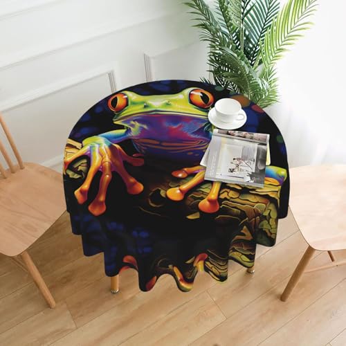 WZYWHJ Runde lange Tischdecke mit Friedensbaum-Frosch-Muster, Anti-Überlauf und knitterfrei, Esstischdecke, 152,4 cm WZYWHJ Runde lange Tischdecke mit Friedensbaum-Frosch-Muster, Anti-Überlauf und knitterfrei, Esstischdecke, 152,4 cm von WZYWHJ