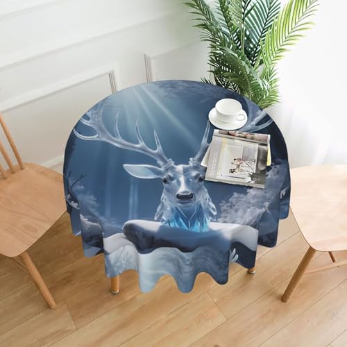 WZYWHJ Runde lange Tischdecke mit Frost-Kristallgeweih-Druck, Anti-Überlauf und knitterfrei, Esstischdecke, 152,4 cm WZYWHJ Runde lange Tischdecke mit Frost-Kristallgeweih-Druck, Anti-Überlauf und knitterfrei, Esstischdecke, 152,4 cm von WZYWHJ