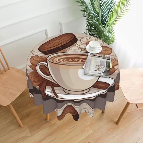WZYWHJ Runde lange Tischdecke mit Kaffee-Milch-Druck, Anti-Überlauf und knitterfrei, Esstischdecke, 152,4 cm WZYWHJ Runde lange Tischdecke mit Kaffee-Milch-Druck, Anti-Überlauf und knitterfrei, Esstischdecke, 152,4 cm von WZYWHJ