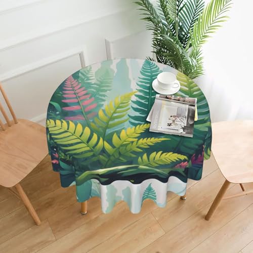 WZYWHJ Runde lange Tischdecke mit Kristallfarn-Druck, Anti-Überlauf und knitterfrei, Esstischdecke, 152,4 cm WZYWHJ Runde lange Tischdecke mit Kristallfarn-Druck, Anti-Überlauf und knitterfrei, Esstischdecke, 152,4 cm von WZYWHJ
