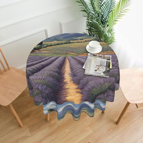 WZYWHJ Runde lange Tischdecke mit Lavendelfeld-Aufdruck, Anti-Überlauf und knitterfrei, Esstischdecke, 152,4 cm WZYWHJ Runde lange Tischdecke mit Lavendelfeld-Aufdruck, Anti-Überlauf und knitterfrei, Esstischdecke, 152,4 cm von WZYWHJ