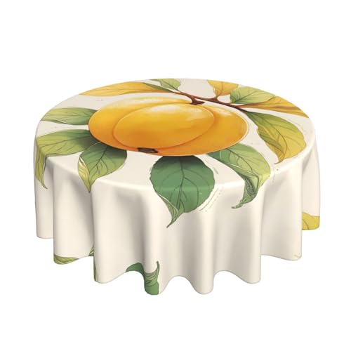 WZYWHJ Runde lange Tischdecke mit Loquat-Muster, Anti-Überlauf und knitterfrei, Esstischdecke, 152,4 cm von WZYWHJ