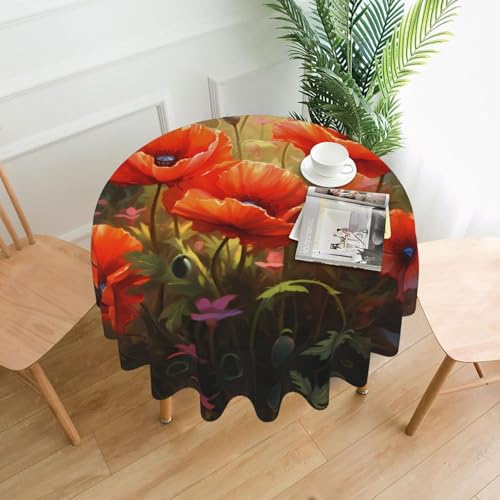 WZYWHJ Runde lange Tischdecke mit Mohnblumen-Aufdruck, Anti-Überlauf und knitterfrei, Esstischdecke, 152,4 cm WZYWHJ Runde lange Tischdecke mit Mohnblumen-Aufdruck, Anti-Überlauf und knitterfrei, Esstischdecke, 152,4 cm von WZYWHJ