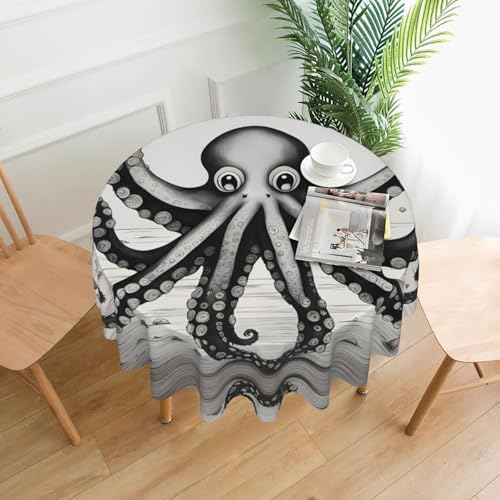 WZYWHJ Runde lange Tischdecke mit Oktopus-Tentakel-Druck, Anti-Überlauf und knitterfrei, Esstischdecke, 152,4 cm WZYWHJ Runde lange Tischdecke mit Oktopus-Tentakel-Druck, Anti-Überlauf und knitterfrei, Esstischdecke, 152,4 cm von WZYWHJ
