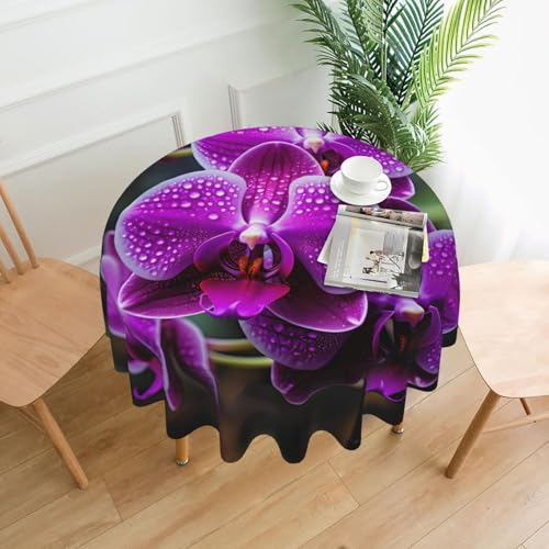 WZYWHJ Runde lange Tischdecke mit Orchideen-Blumendruck, Anti-Überlauf und knitterfrei, Esstischdecke, 152,4 cm WZYWHJ Runde lange Tischdecke mit Orchideen-Blumendruck, Anti-Überlauf und knitterfrei, Esstischdecke, 152,4 cm von WZYWHJ