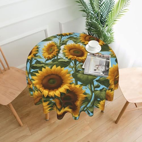 WZYWHJ Runde lange Tischdecke mit Sonnenblumen-Aufdruck, Anti-Überlauf und knitterfrei, Esstischdecke, 152,4 cm WZYWHJ Runde lange Tischdecke mit Sonnenblumen-Aufdruck, Anti-Überlauf und knitterfrei, Esstischdecke, 152,4 cm von WZYWHJ