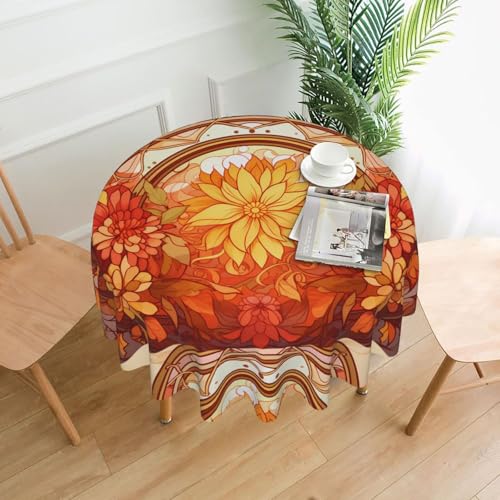 WZYWHJ Runde lange Tischdecke mit Sonnenblumen-Aufdruck, Anti-Überlauf und knitterfrei, Esstischdecke, 152,4 cm WZYWHJ Runde lange Tischdecke mit Sonnenblumen-Aufdruck, Anti-Überlauf und knitterfrei, Esstischdecke, 152,4 cm von WZYWHJ