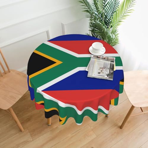 WZYWHJ Runde lange Tischdecke mit Südafrika-Flagge, Anti-Überlauf und knitterfrei, Esstischdecke, 152,4 cm von WZYWHJ