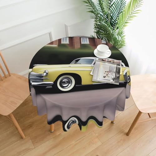 WZYWHJ Runde lange Tischdecke mit Vintage-Auto-Druck, Anti-Überlauf und knitterfrei, Esstischdecke, 152,4 cm WZYWHJ Runde lange Tischdecke mit Vintage-Auto-Druck, Anti-Überlauf und knitterfrei, Esstischdecke, 152,4 cm von WZYWHJ
