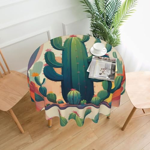 WZYWHJ Runde lange Tischdecke mit abstraktem Kaktusdruck, Anti-Überlauf und knitterfrei, Esstischdecke, 152,4 cm WZYWHJ Runde lange Tischdecke mit abstraktem Kaktusdruck, Anti-Überlauf und knitterfrei, Esstischdecke, 152,4 cm von WZYWHJ