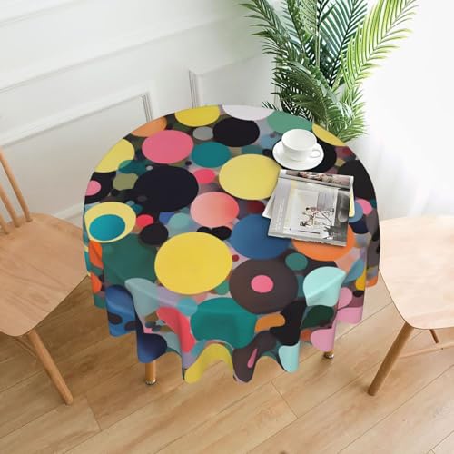 WZYWHJ Runde lange Tischdecke mit abstraktem Kreisdruck, Anti-Überlauf und knitterfrei, Esstischdecke, 152,4 cm WZYWHJ Runde lange Tischdecke mit abstraktem Kreisdruck, Anti-Überlauf und knitterfrei, Esstischdecke, 152,4 cm von WZYWHJ