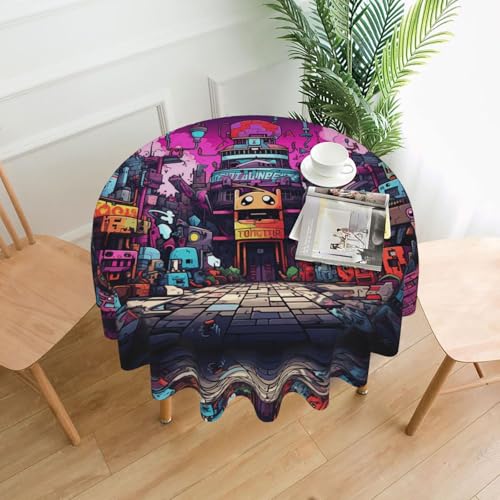 WZYWHJ Runde lange Tischdecke mit dunkelfarbigen Wegen, Anti-Überlauf und knitterfrei, Esstischdecke, 152,4 cm WZYWHJ Runde lange Tischdecke mit dunkelfarbigen Wegen, Anti-Überlauf und knitterfrei, Esstischdecke, 152,4 cm von WZYWHJ