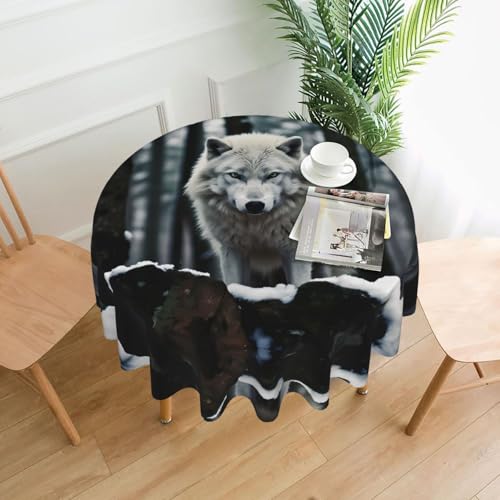 WZYWHJ Runde lange Tischdecke mit einsamem Wolf-Aufdruck, Anti-Überlauf und knitterfrei, Esstischdecke, 152,4 cm WZYWHJ Runde lange Tischdecke mit einsamem Wolf-Aufdruck, Anti-Überlauf und knitterfrei, Esstischdecke, 152,4 cm von WZYWHJ