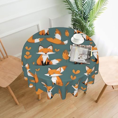WZYWHJ Runde lange Tischdecke mit gelbem Fuchs-Druck, Anti-Überlauf und knitterfrei, Esstischdecke, 152,4 cm WZYWHJ Runde lange Tischdecke mit gelbem Fuchs-Druck, Anti-Überlauf und knitterfrei, Esstischdecke, 152,4 cm von WZYWHJ
