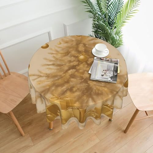 WZYWHJ Runde lange Tischdecke mit goldfarbenem Weihnachtsdruck, Anti-Überlauf und knitterfrei, Esstischdecke, 152,4 cm WZYWHJ Runde lange Tischdecke mit goldfarbenem Weihnachtsdruck, Anti-Überlauf und knitterfrei, Esstischdecke, 152,4 cm von WZYWHJ